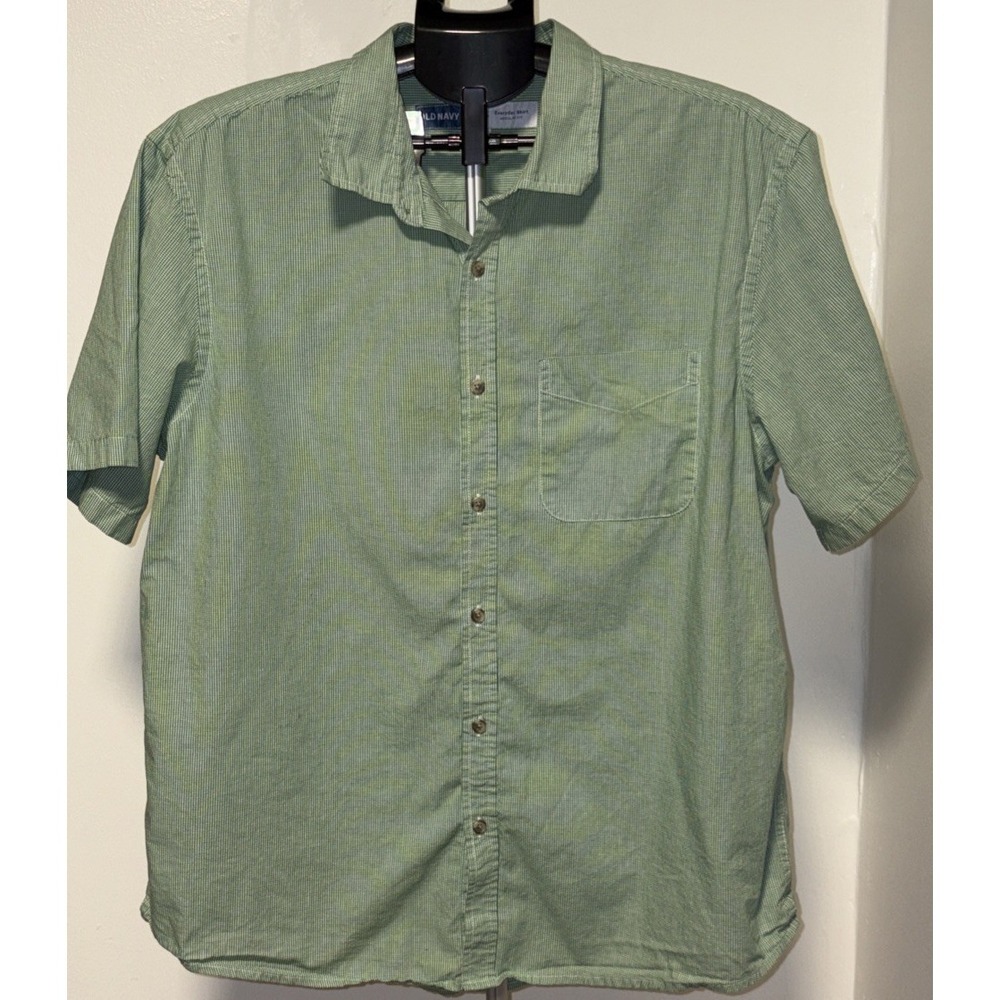 Old Navy Men's Everyday Shirt Large Mint Green Short Sleeve Button Down Regular